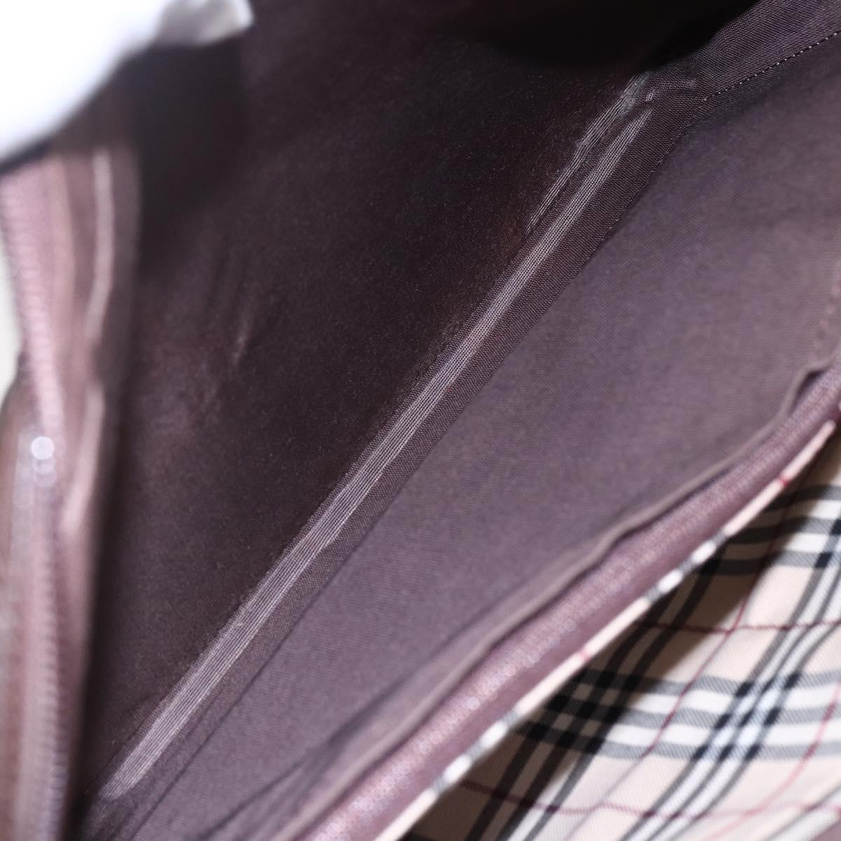 BURBERRY Hand Bag Leather Brown Silver Auth ka201