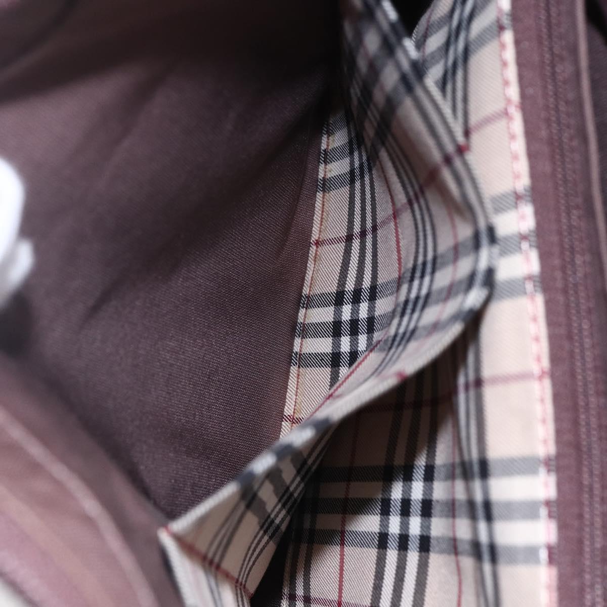 BURBERRY Hand Bag Leather Brown Silver Auth ka201