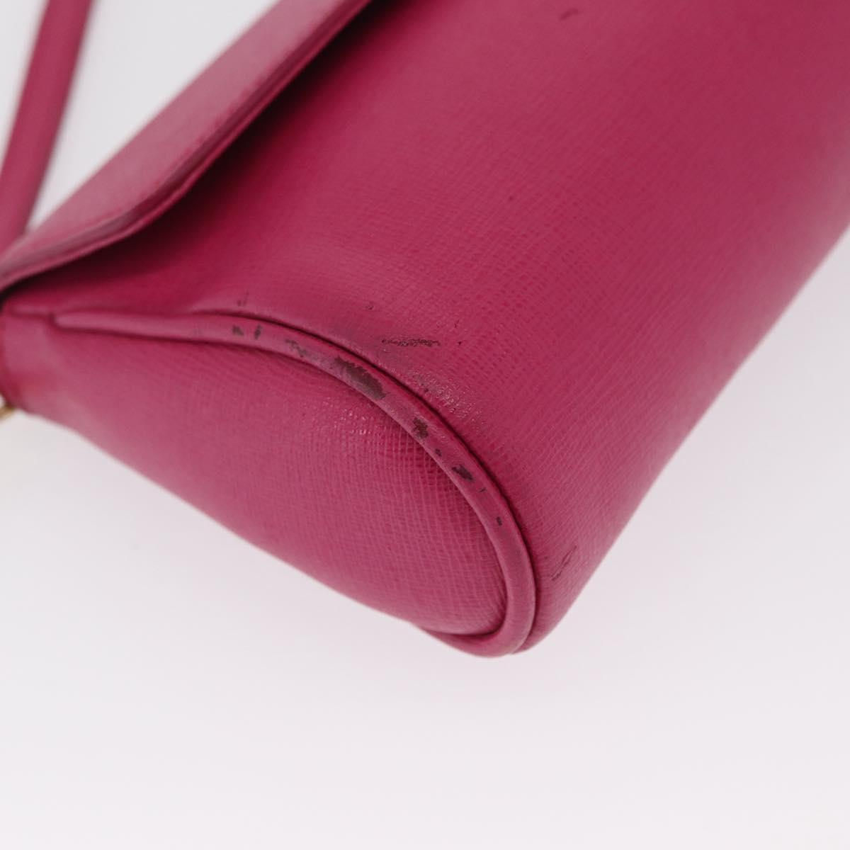 FENDI Shoulder Bag Leather 2way Pink Gold Auth ka2012