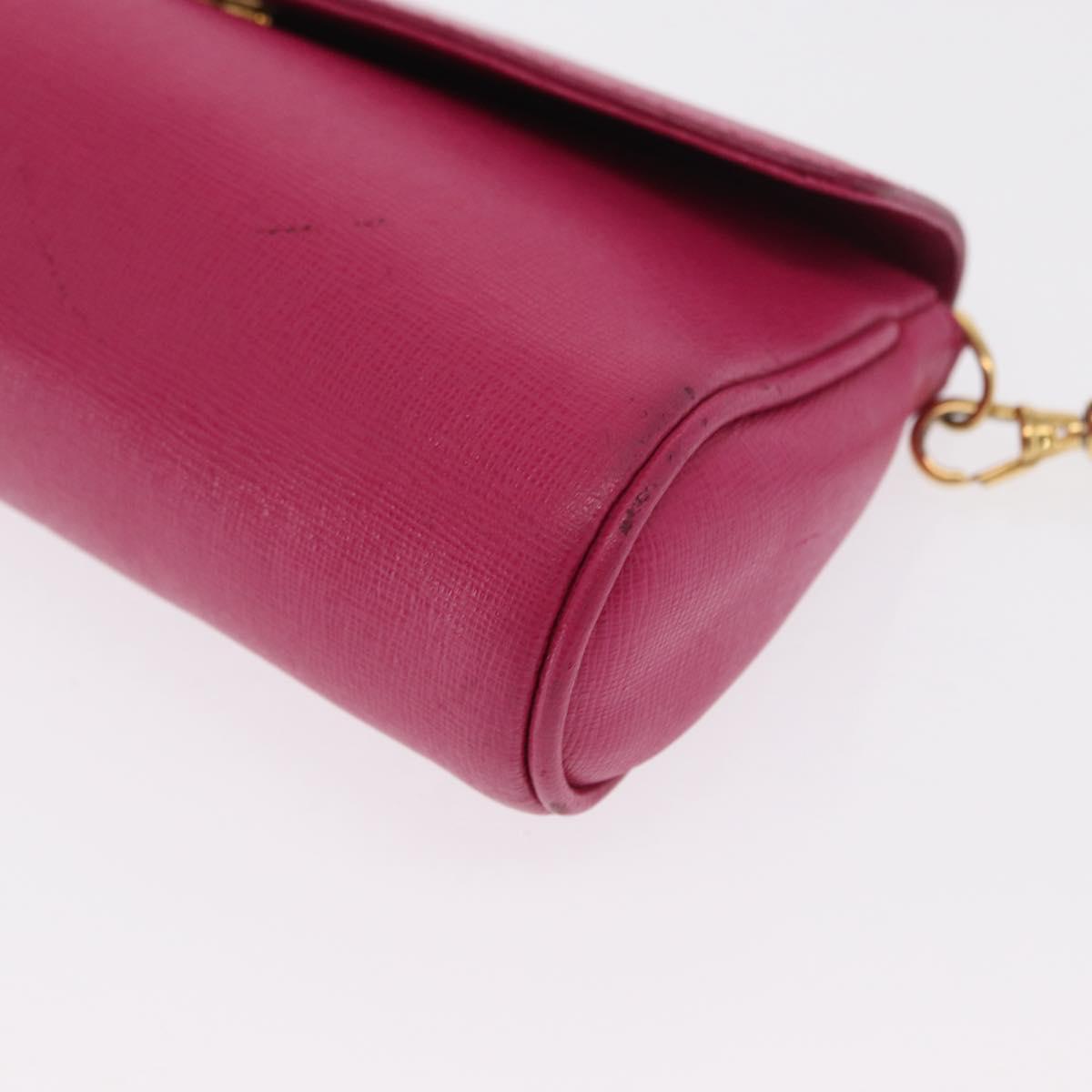 FENDI Shoulder Bag Leather 2way Pink Gold Auth ka2012