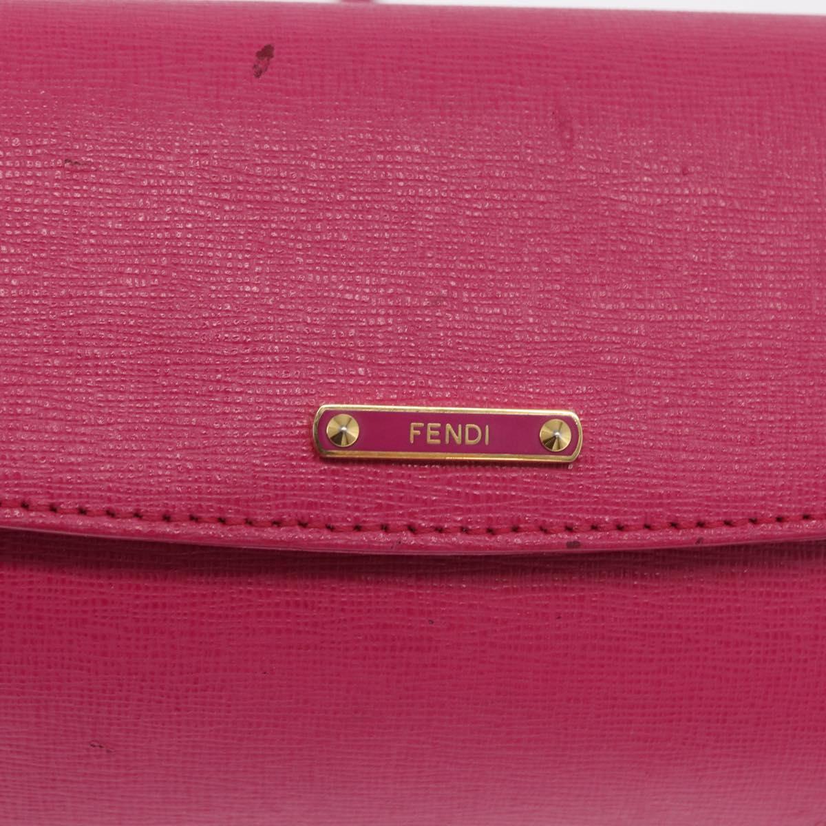 FENDI Shoulder Bag Leather 2way Pink Gold Auth ka2012
