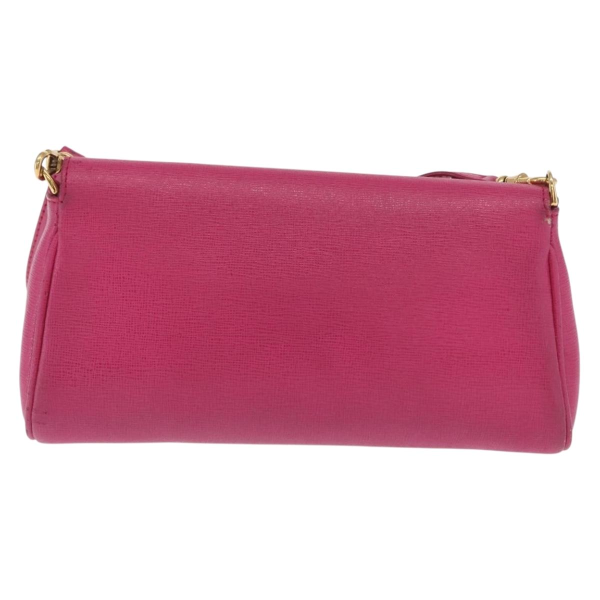 FENDI Shoulder Bag Leather 2way Pink Gold Auth ka2012