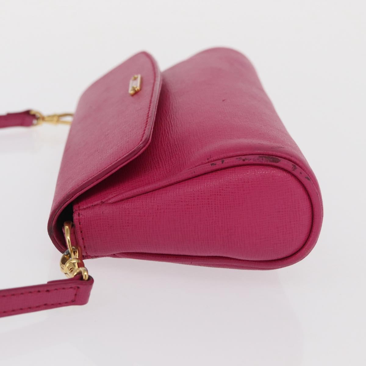FENDI Shoulder Bag Leather 2way Pink Gold Auth ka2012