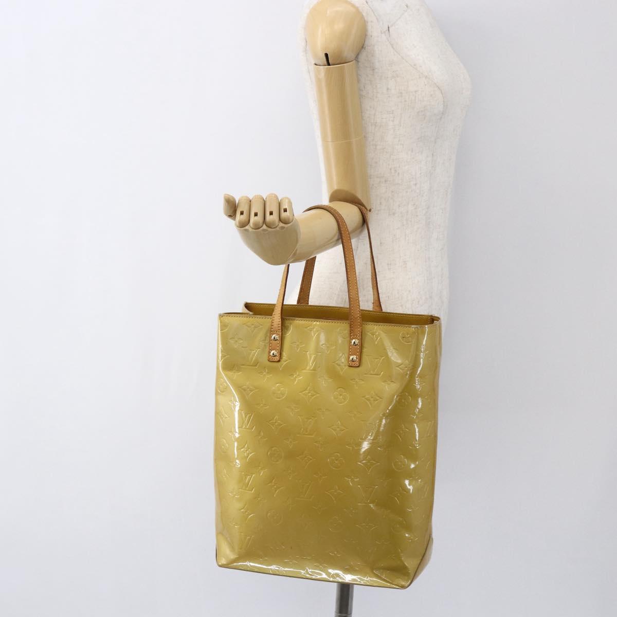 LOUIS VUITTON Monogram Vernis Reade MM Hand Bag Beige M91141 LV Auth ka2015