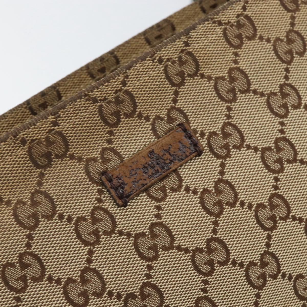 GUCCI GG Canvas Sherry Line Shoulder Bag Beige Silver 189749 Auth ka202