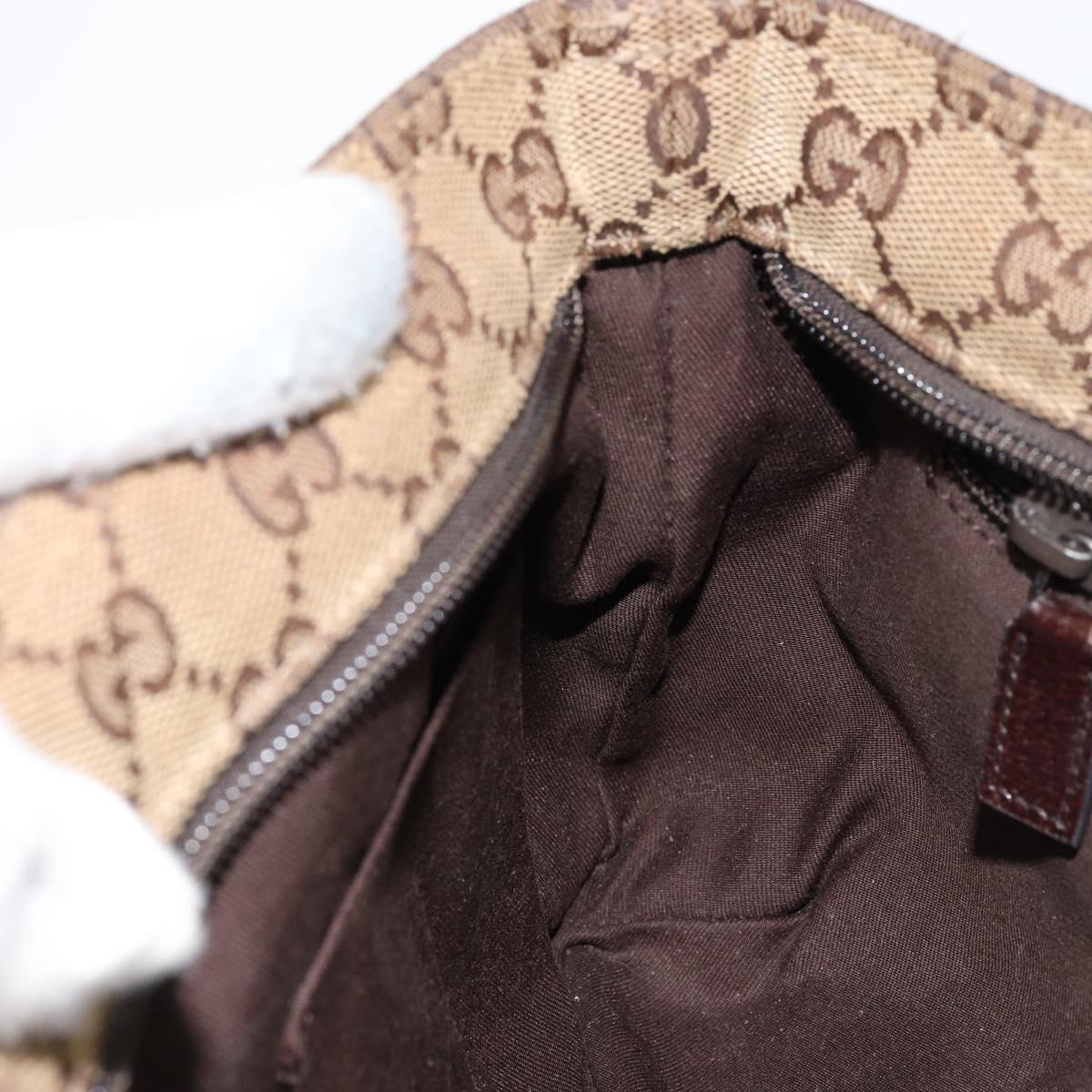 GUCCI GG Canvas Sherry Line Shoulder Bag Beige Silver 189749 Auth ka202