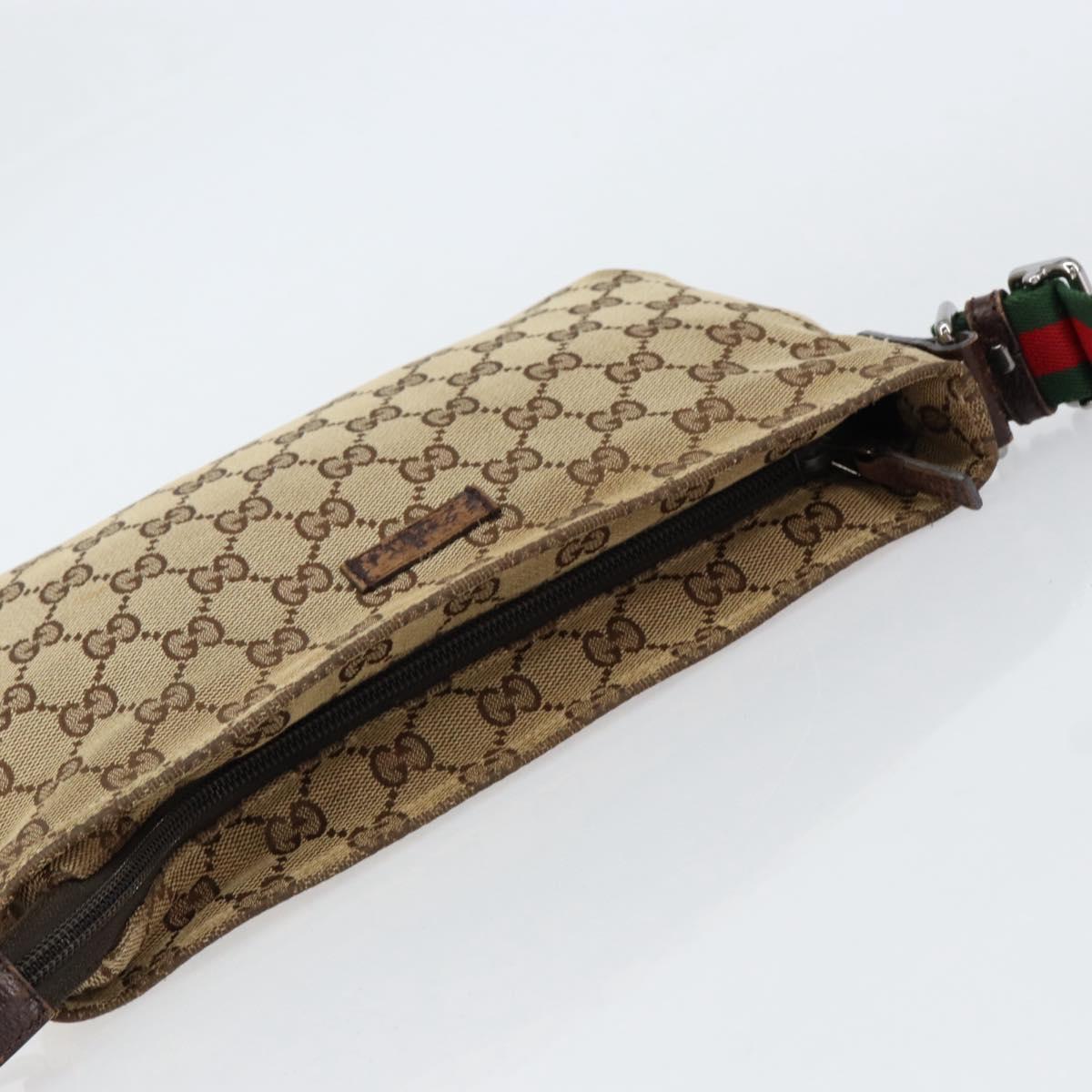 GUCCI GG Canvas Sherry Line Shoulder Bag Beige Silver 189749 Auth ka202