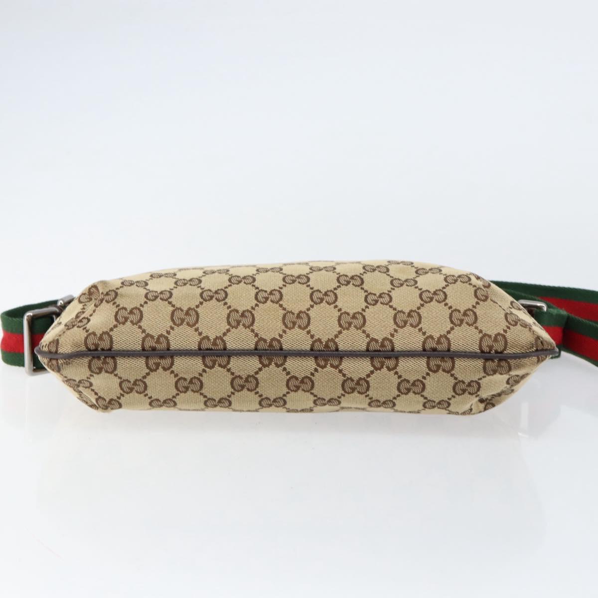 GUCCI GG Canvas Sherry Line Shoulder Bag Beige Silver 189749 Auth ka202