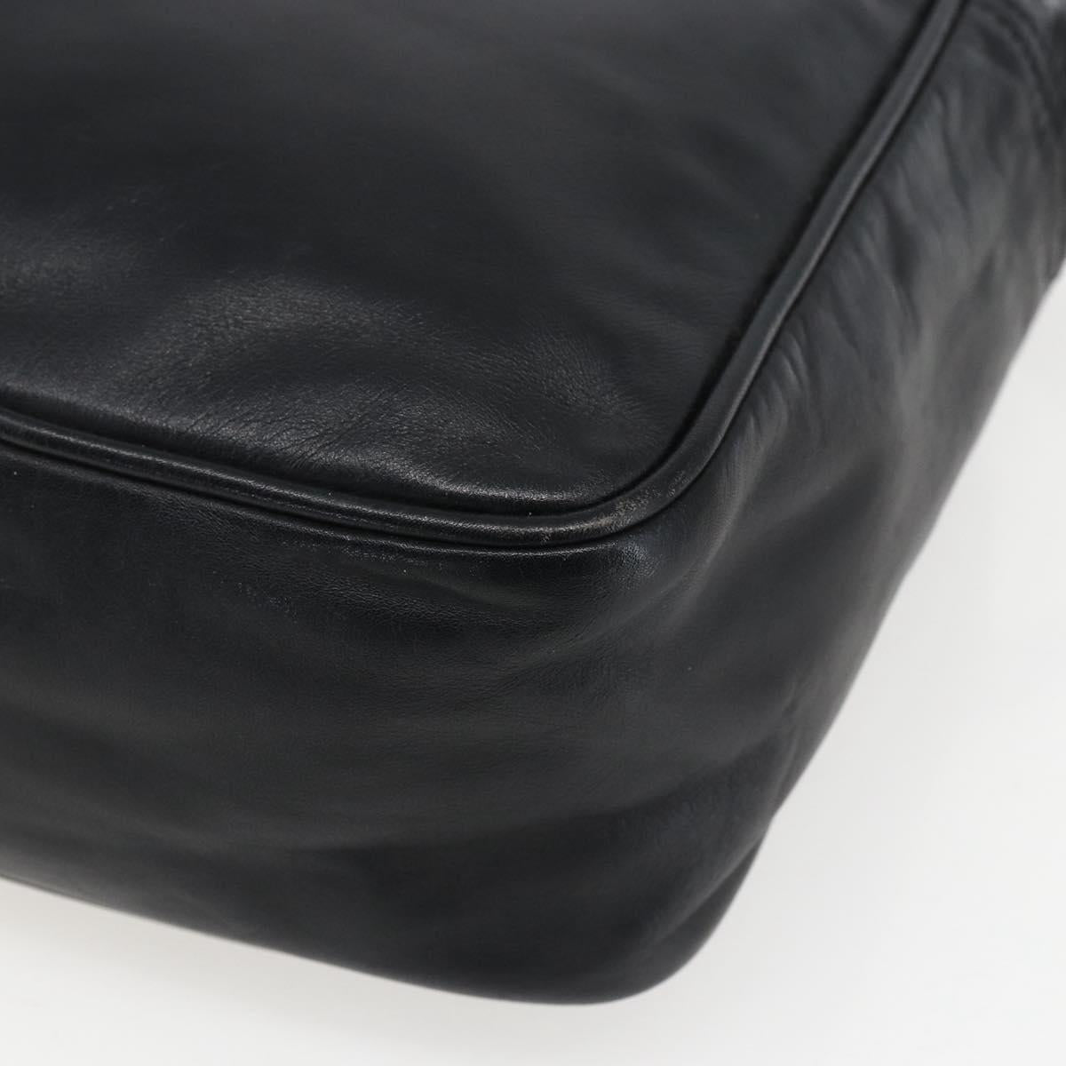 LOEWE Anagram Shoulder Bag Leather Black Gold Auth ka2028