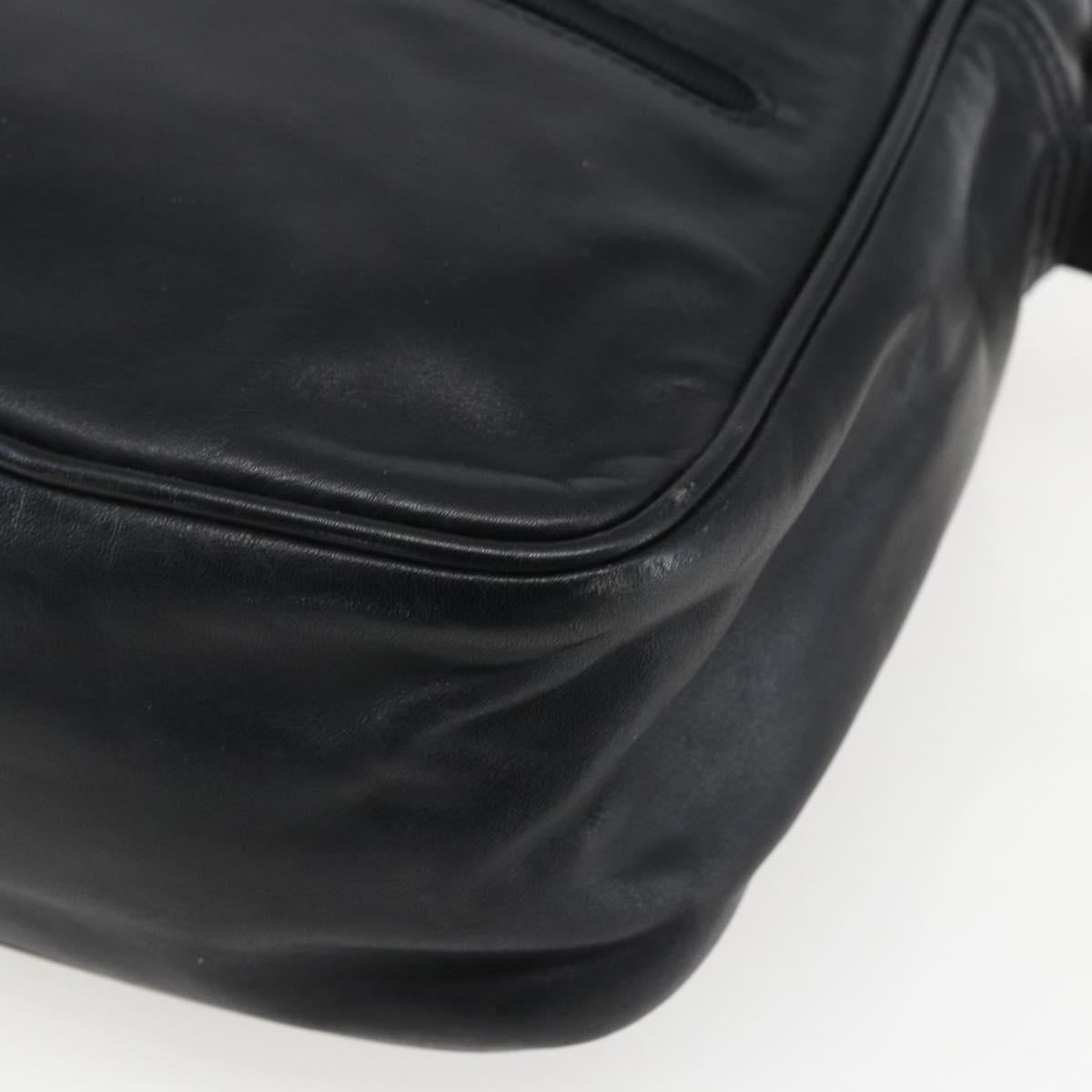 LOEWE Anagram Shoulder Bag Leather Black Gold Auth ka2028