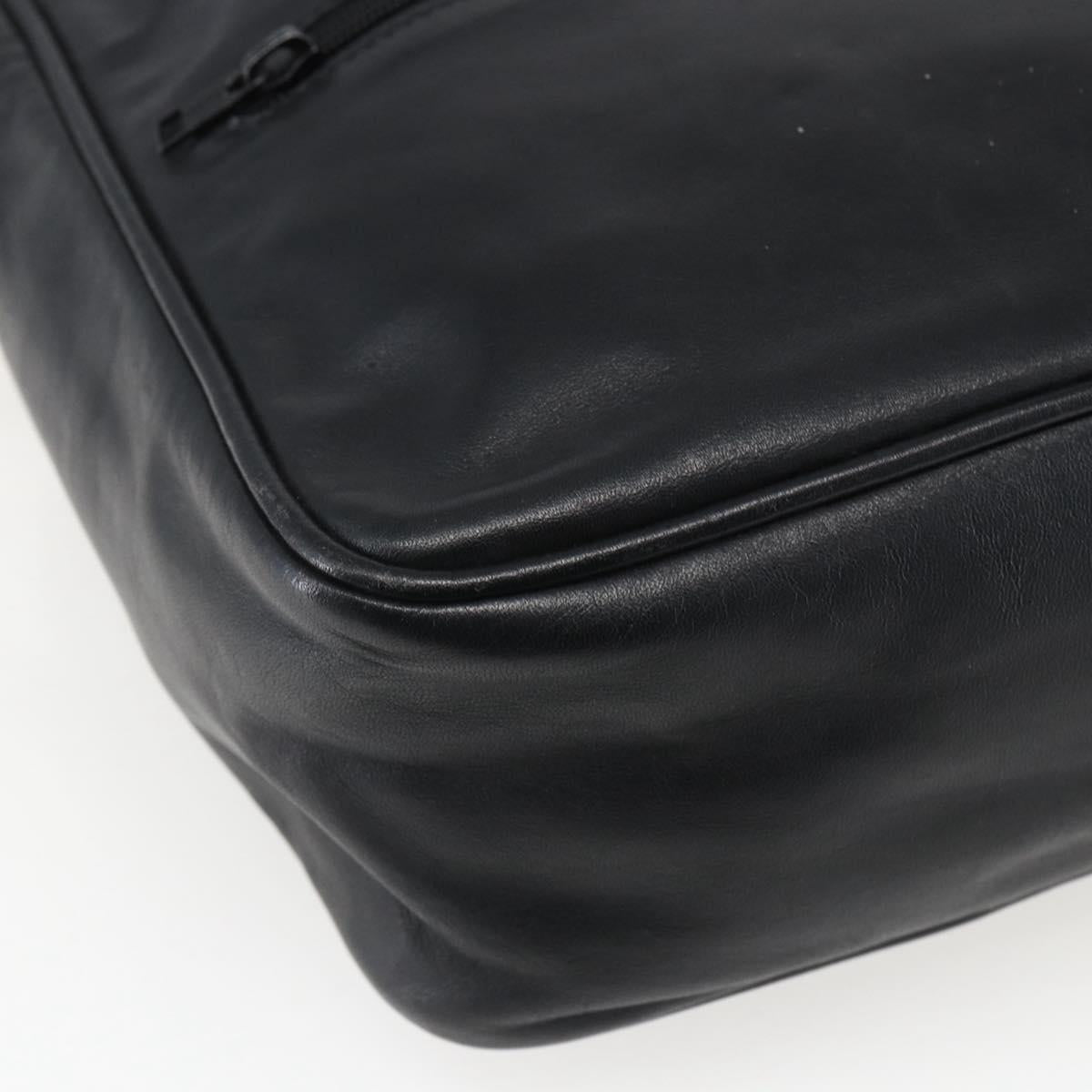 LOEWE Anagram Shoulder Bag Leather Black Gold Auth ka2028