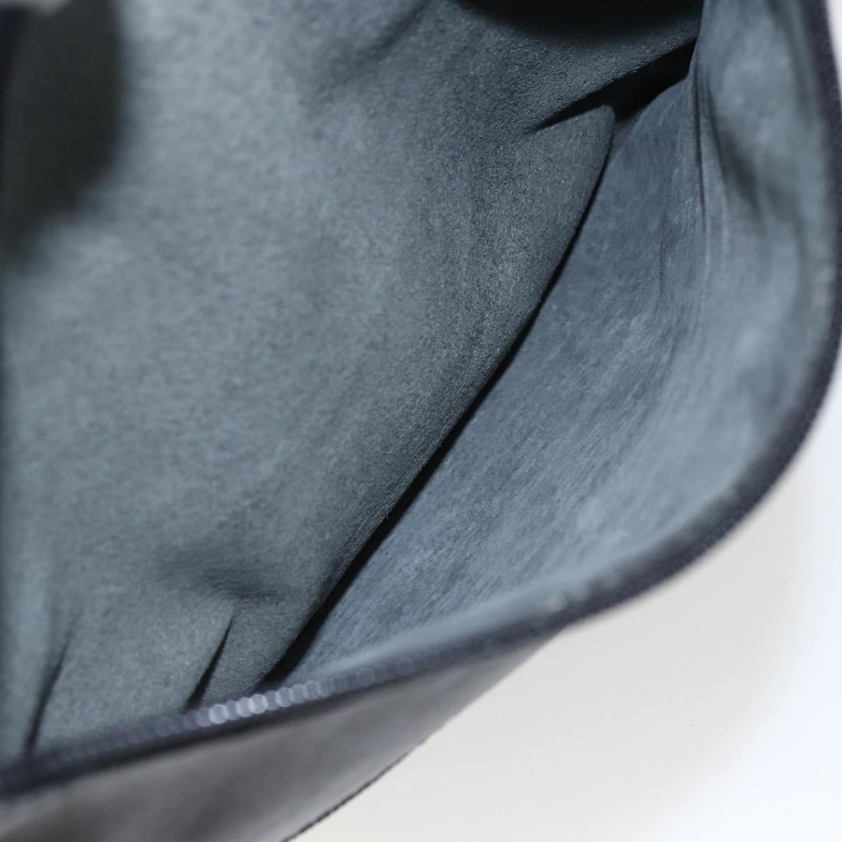 LOEWE Anagram Shoulder Bag Leather Black Gold Auth ka2028