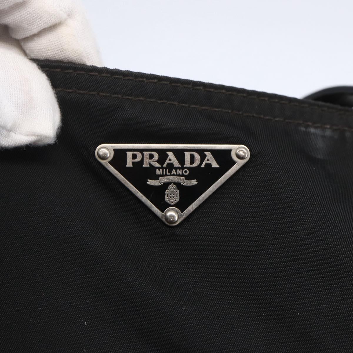PRADA Shoulder Bag Nylon Black Silver Auth ka203