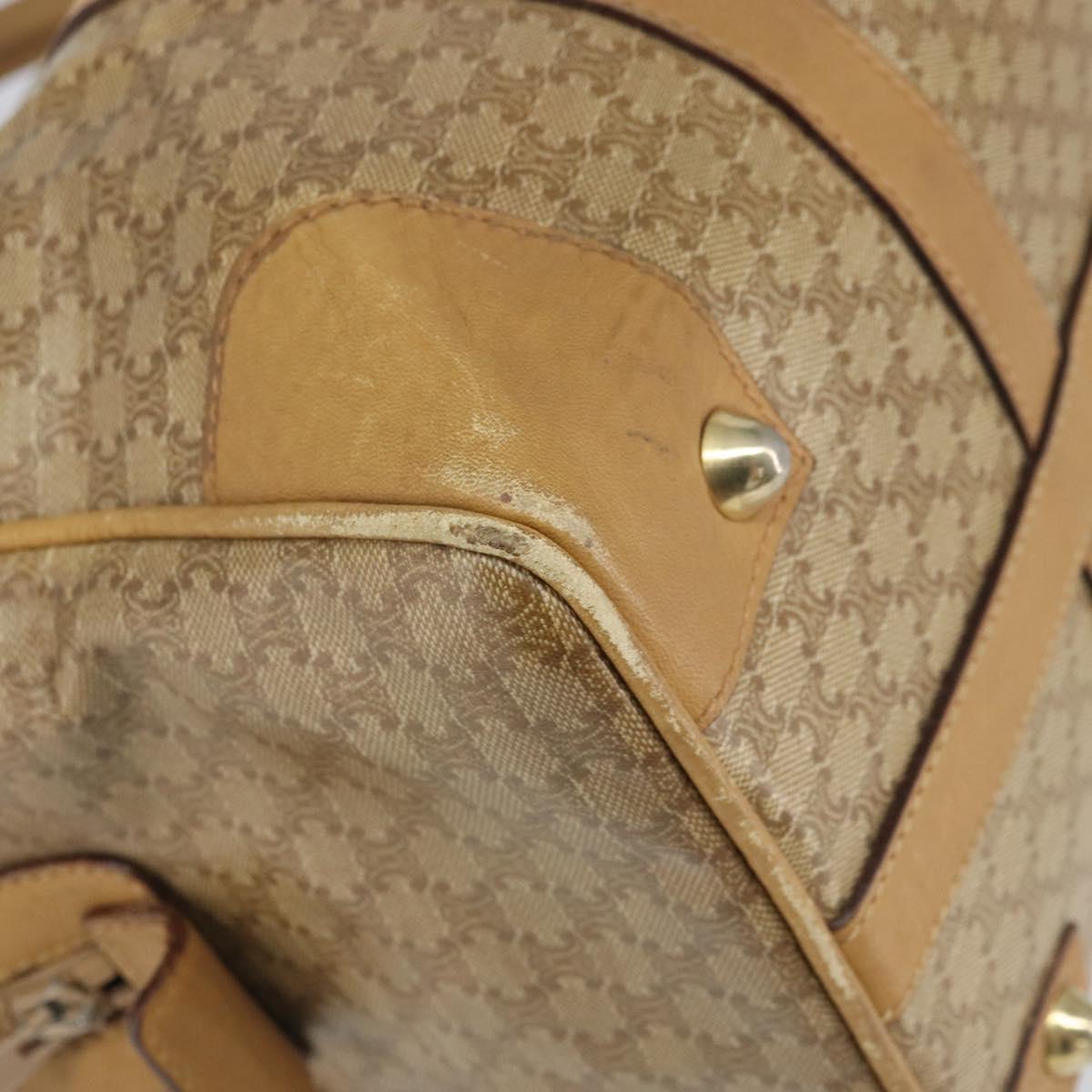 CELINE Macadam Canvas Hand Bag PVC Beige Silver Auth ka2034