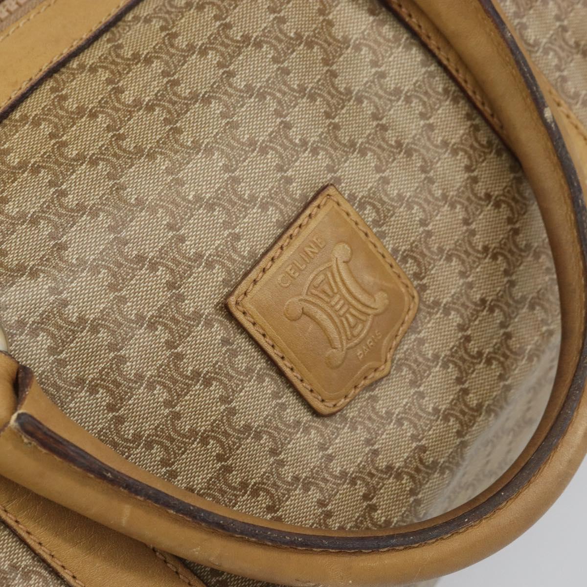 CELINE Macadam Canvas Hand Bag PVC Beige Silver Auth ka2034