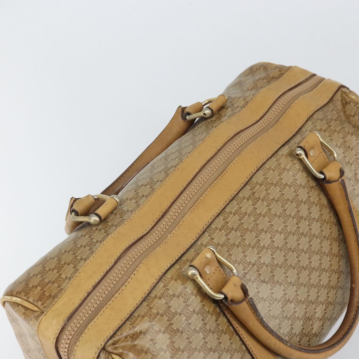 CELINE Macadam Canvas Hand Bag PVC Beige Silver Auth ka2034