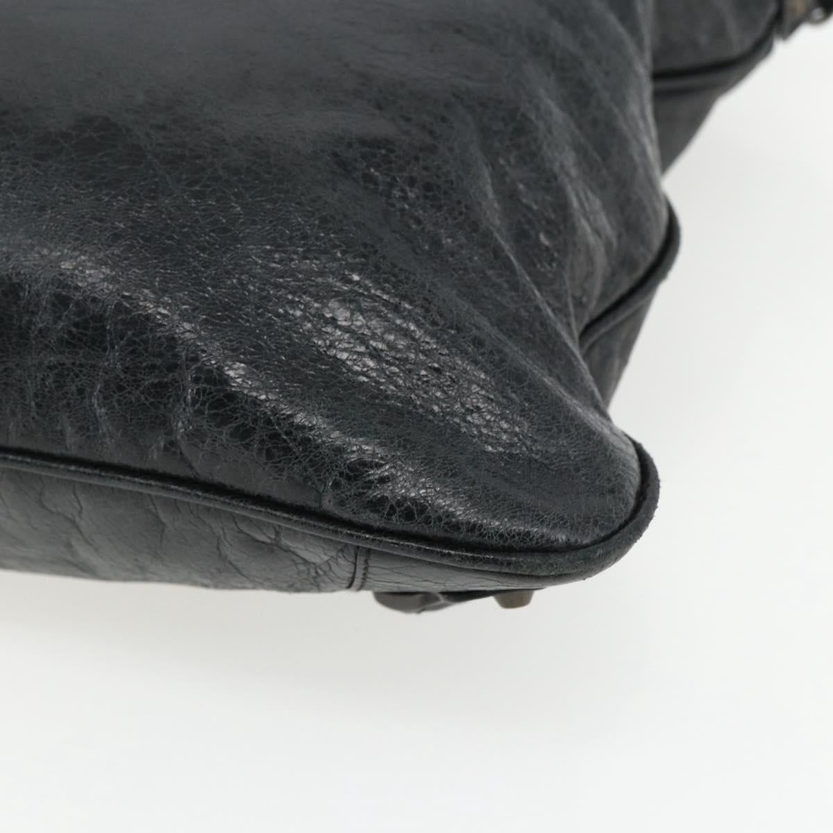 BALENCIAGA The Messenger Shoulder Bag Leather Black Auth ka2036