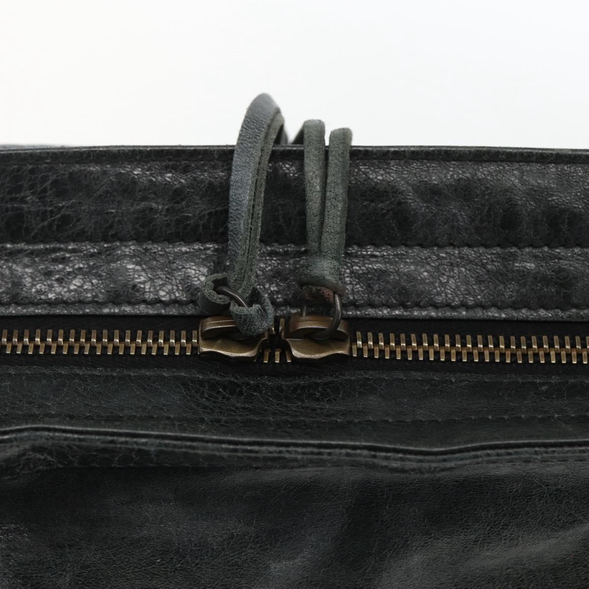 BALENCIAGA The Messenger Shoulder Bag Leather Black Auth ka2036