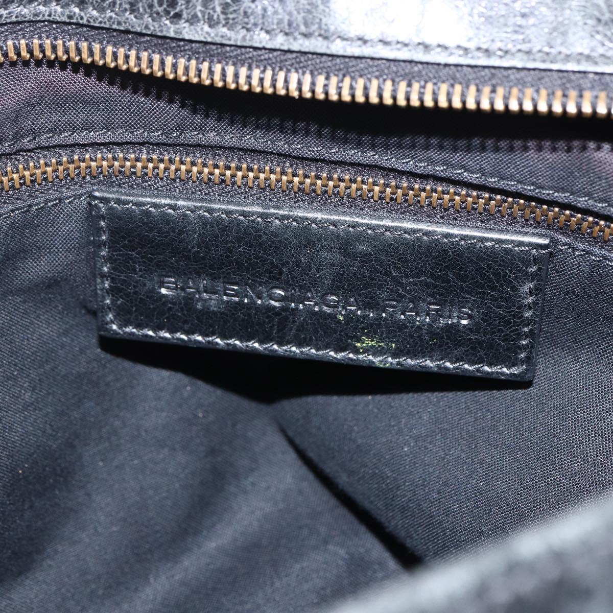 BALENCIAGA The Messenger Shoulder Bag Leather Black Auth ka2036