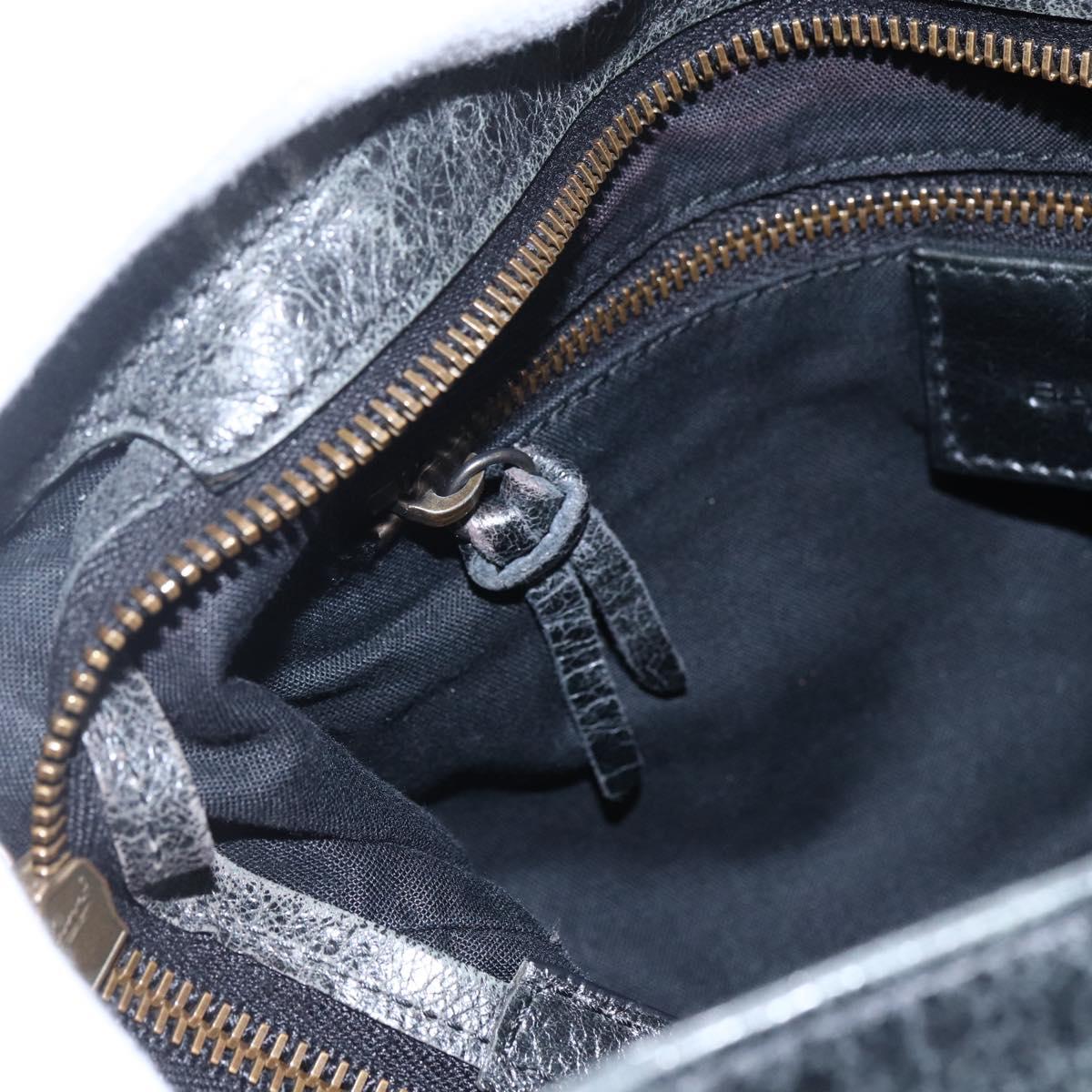 BALENCIAGA The Messenger Shoulder Bag Leather Black Auth ka2036