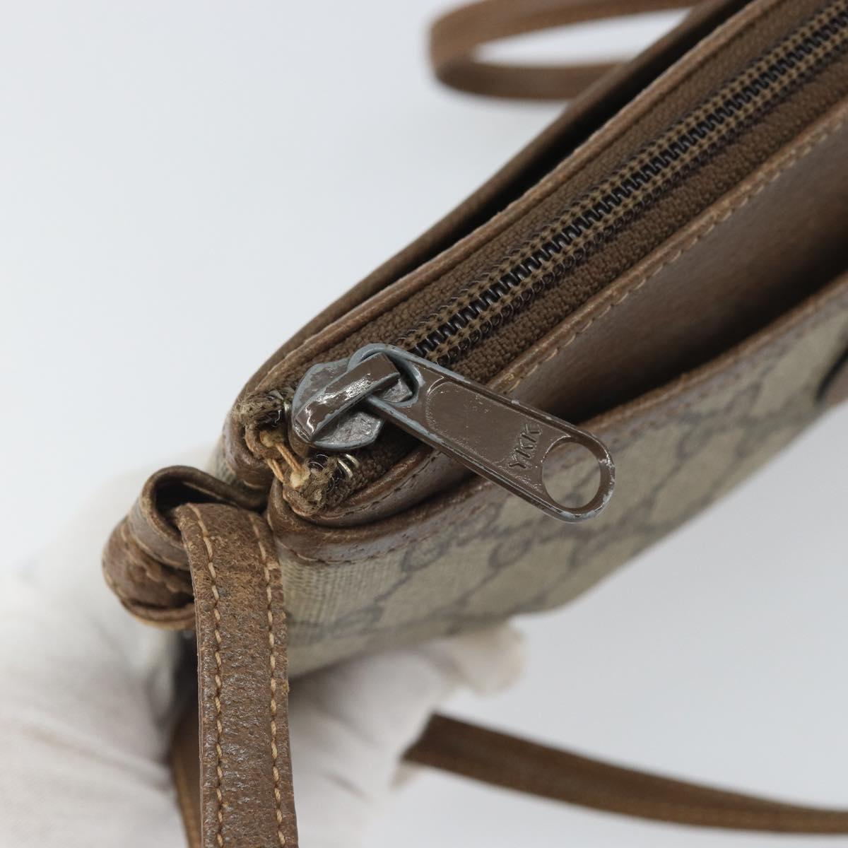 GUCCI GG Plus Supreme Shoulder Bag PVC Beige Gold 904 02 020 Auth ka2038