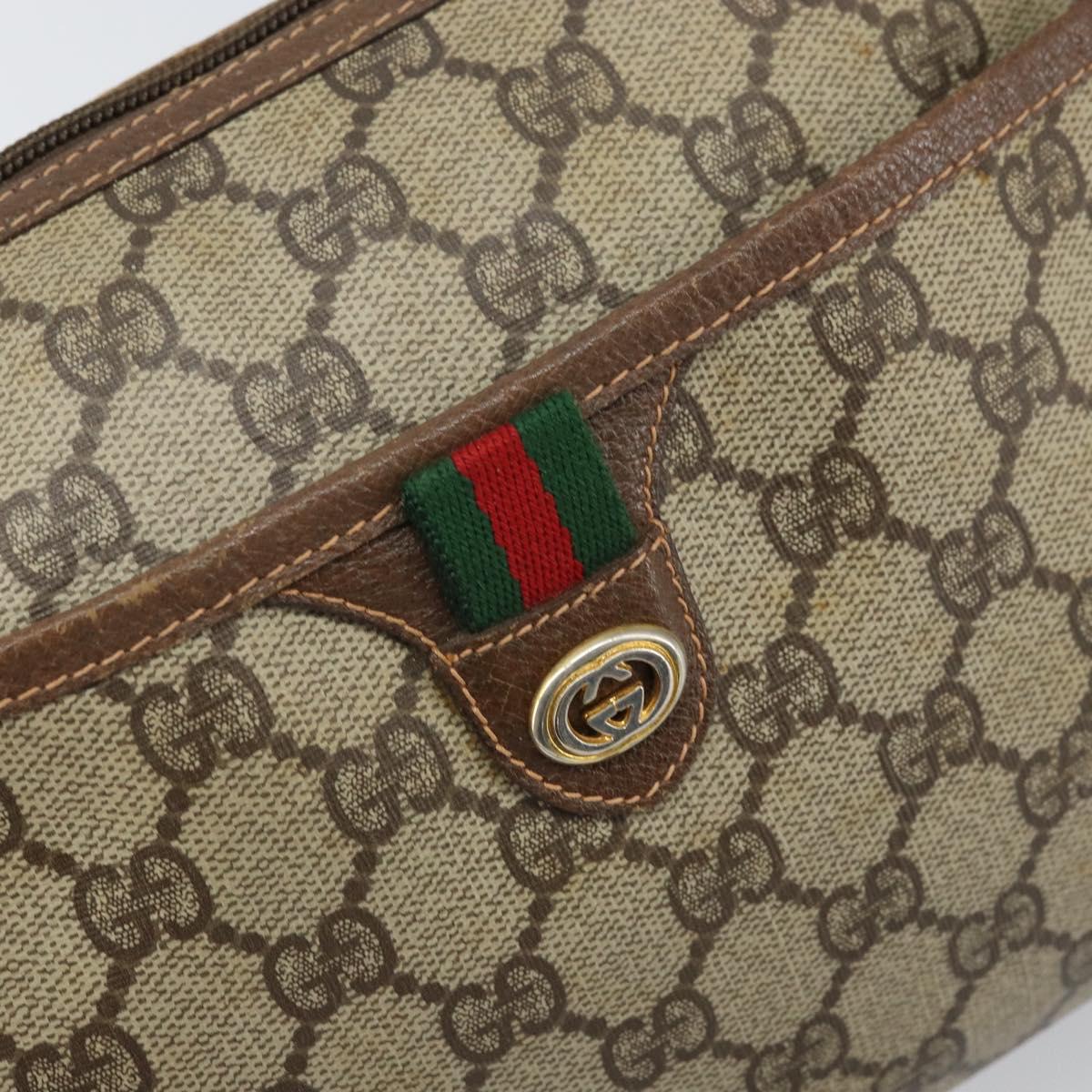 GUCCI GG Supreme Web Sherry Line Bag PVC Beige Gold 89 02 077 Auth ka2041