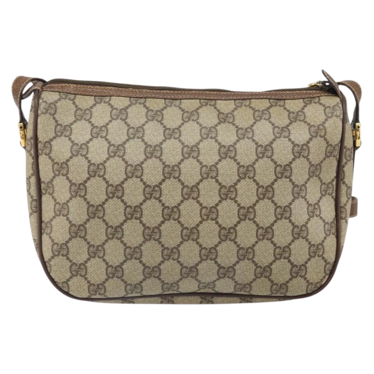 GUCCI GG Supreme Web Sherry Line Bag PVC Beige Gold 89 02 077 Auth ka2041