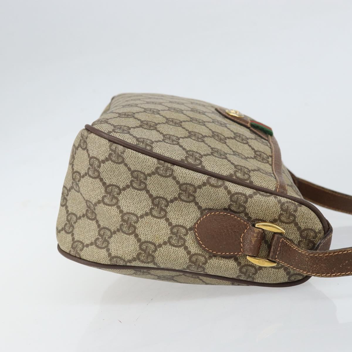 GUCCI GG Supreme Web Sherry Line Bag PVC Beige Gold 89 02 077 Auth ka2041