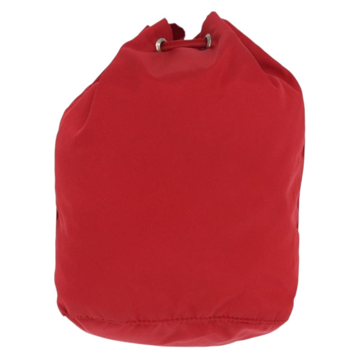 PRADA Drawstring Pouch Nylon Red Auth ka2042