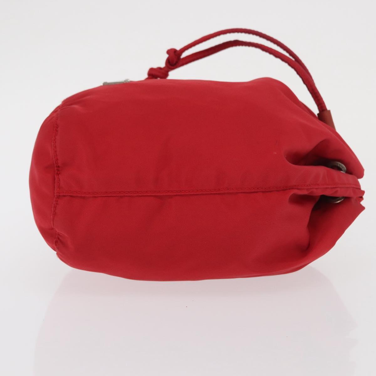 PRADA Drawstring Pouch Nylon Red Auth ka2042