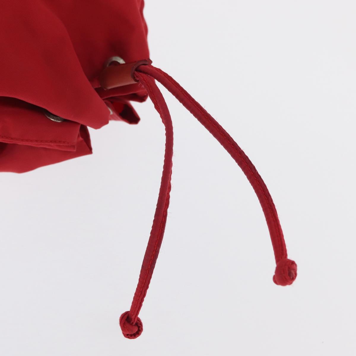 PRADA Drawstring Pouch Nylon Red Auth ka2042