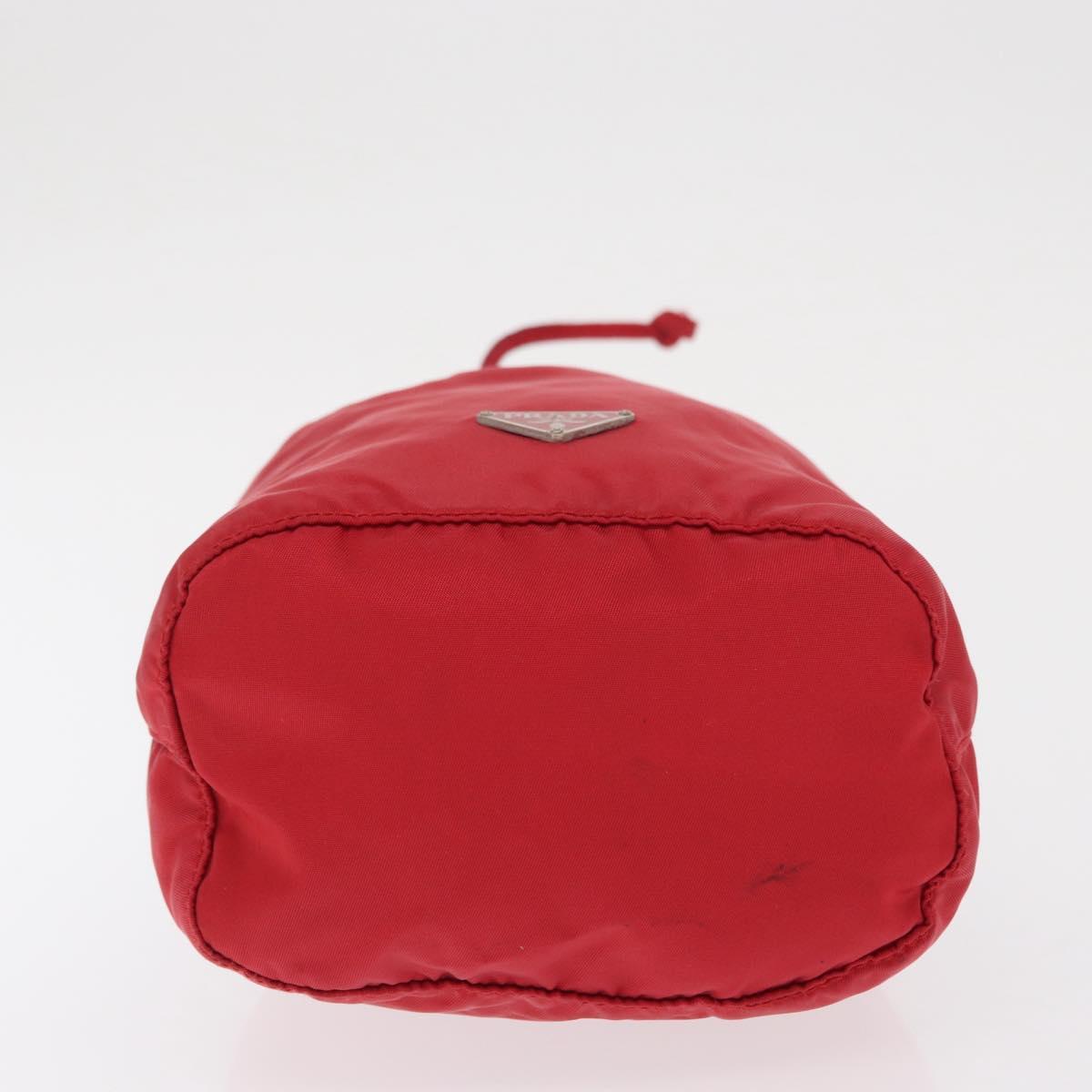 PRADA Drawstring Pouch Nylon Red Auth ka2042