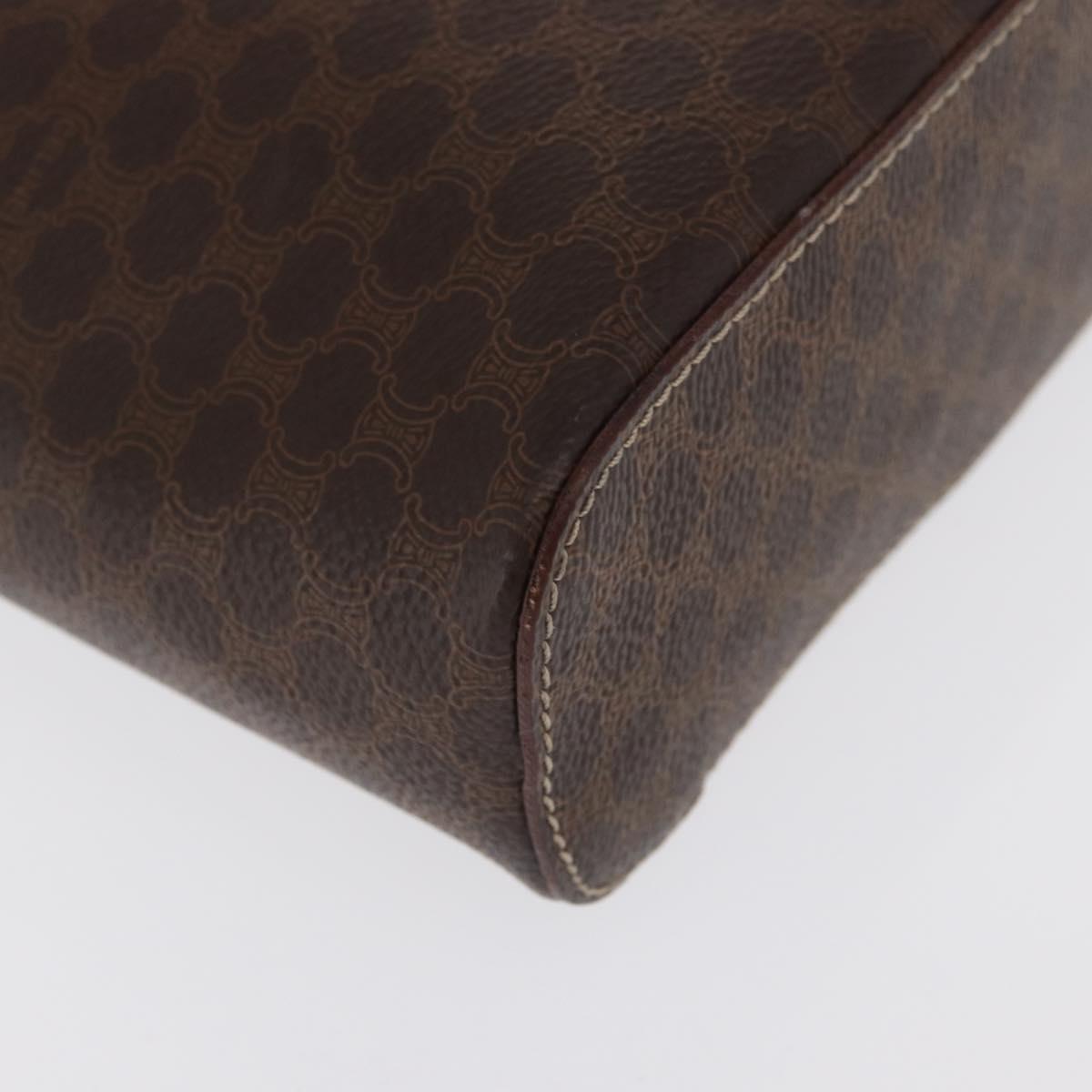 CELINE Macadam Canvas Hand Bag PVC Leather Brown Gold Auth ka2043