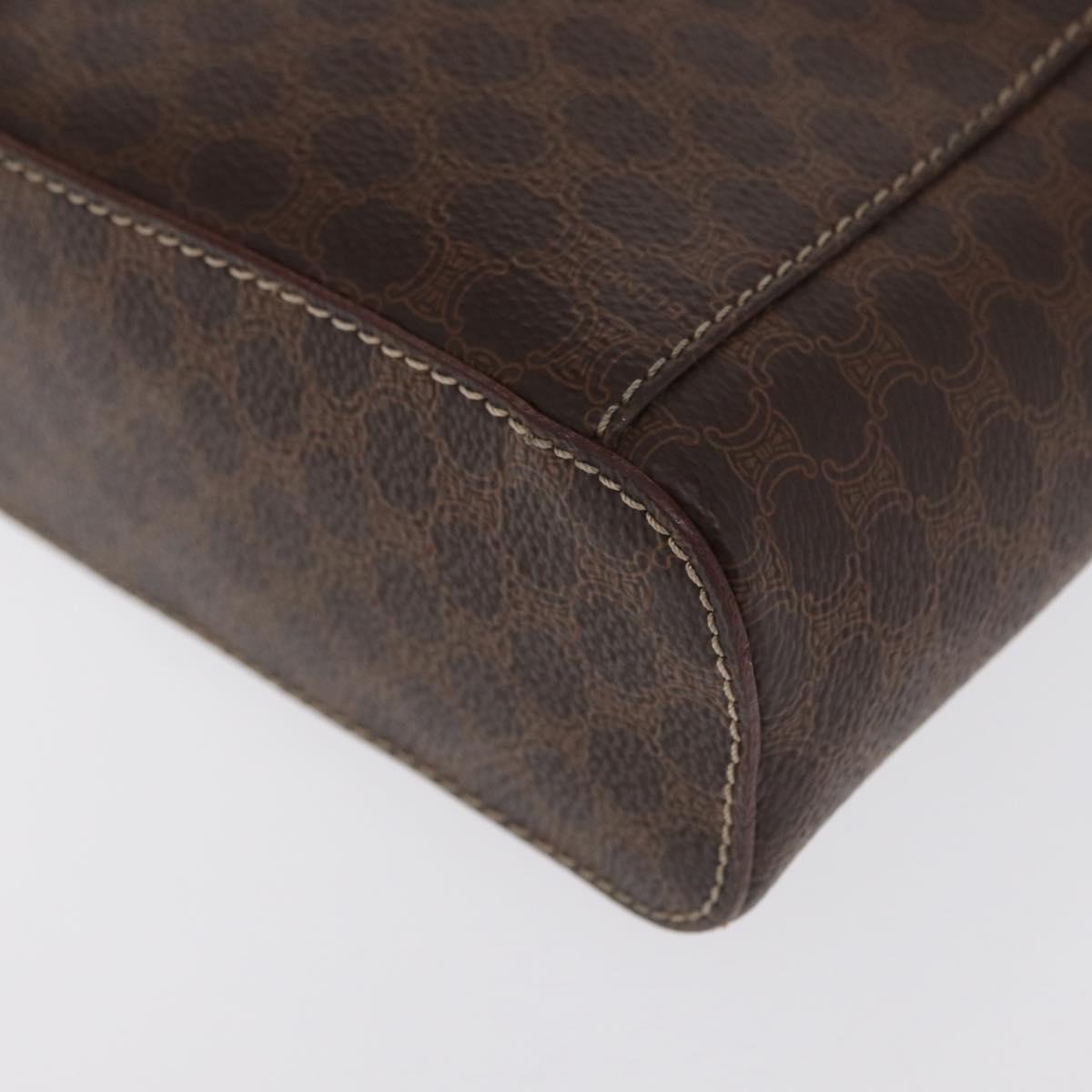 CELINE Macadam Canvas Hand Bag PVC Leather Brown Gold Auth ka2043