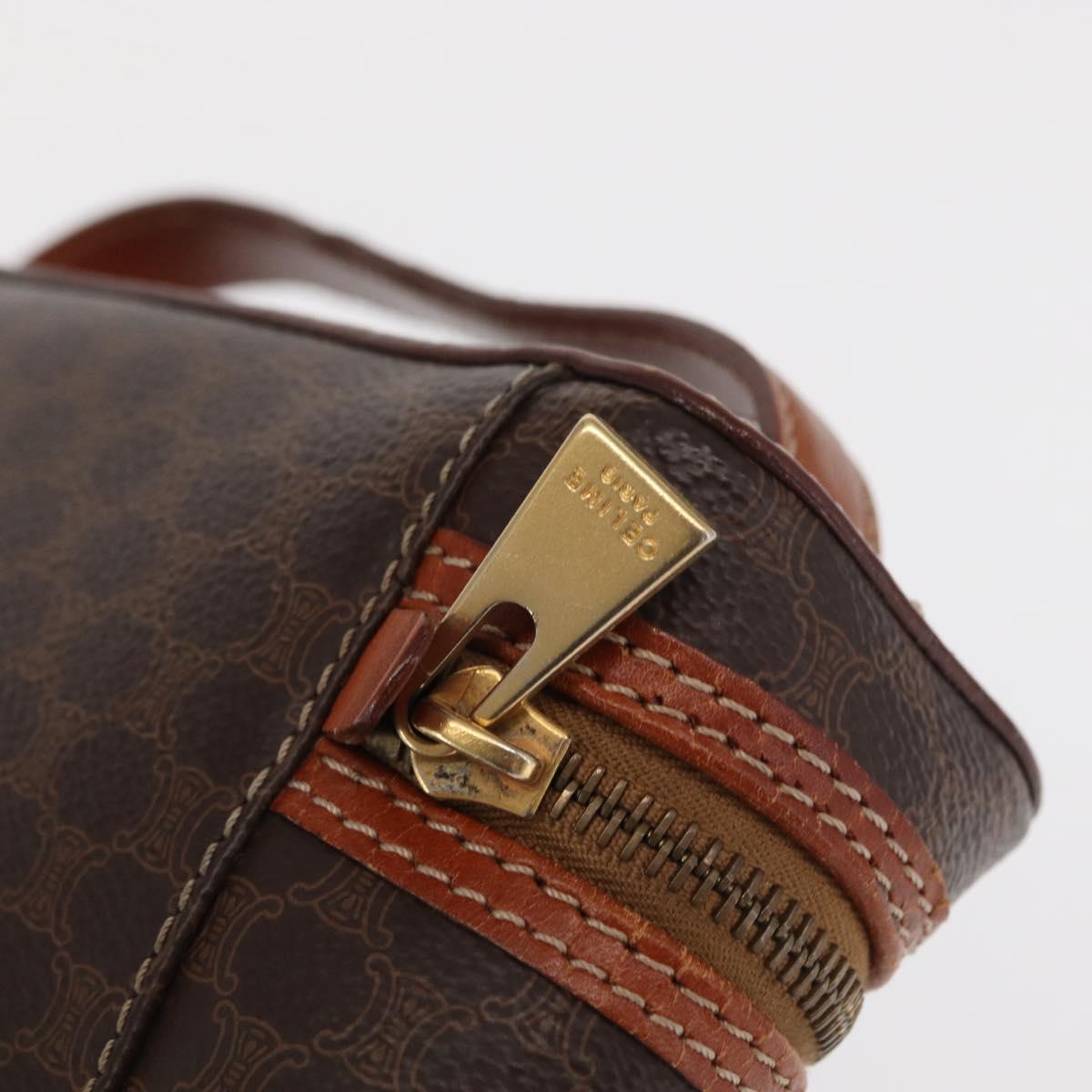 CELINE Macadam Canvas Hand Bag PVC Leather Brown Gold Auth ka2043