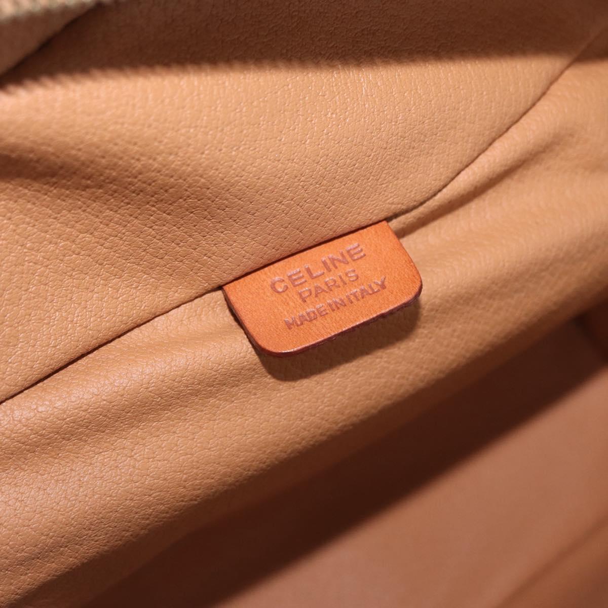 CELINE Macadam Canvas Hand Bag PVC Leather Brown Gold Auth ka2043