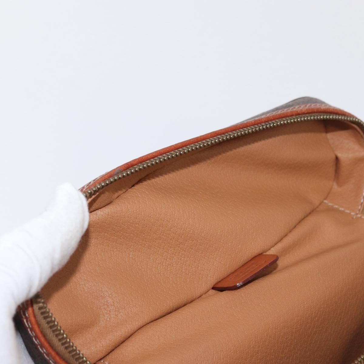 CELINE Macadam Canvas Hand Bag PVC Leather Brown Gold Auth ka2043