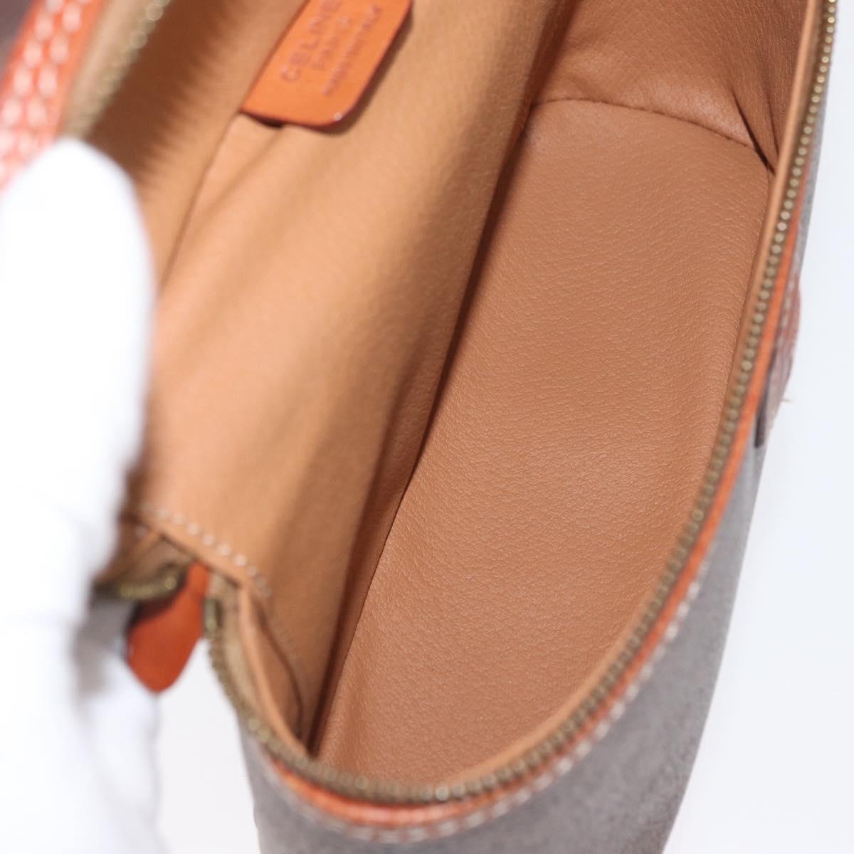 CELINE Macadam Canvas Hand Bag PVC Leather Brown Gold Auth ka2043