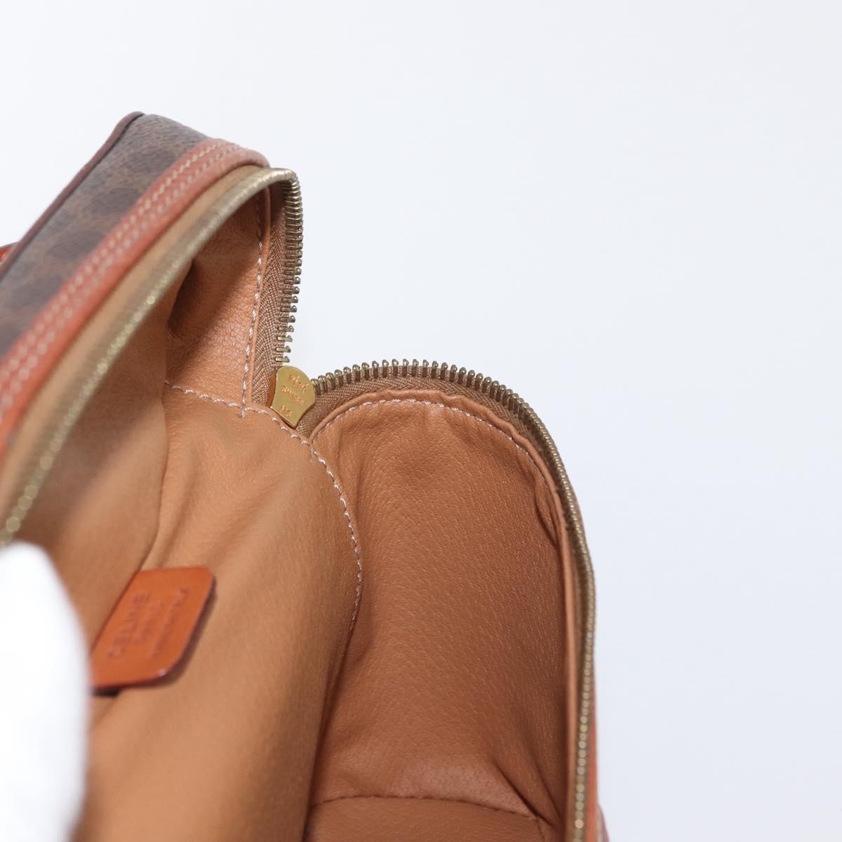 CELINE Macadam Canvas Hand Bag PVC Leather Brown Gold Auth ka2043