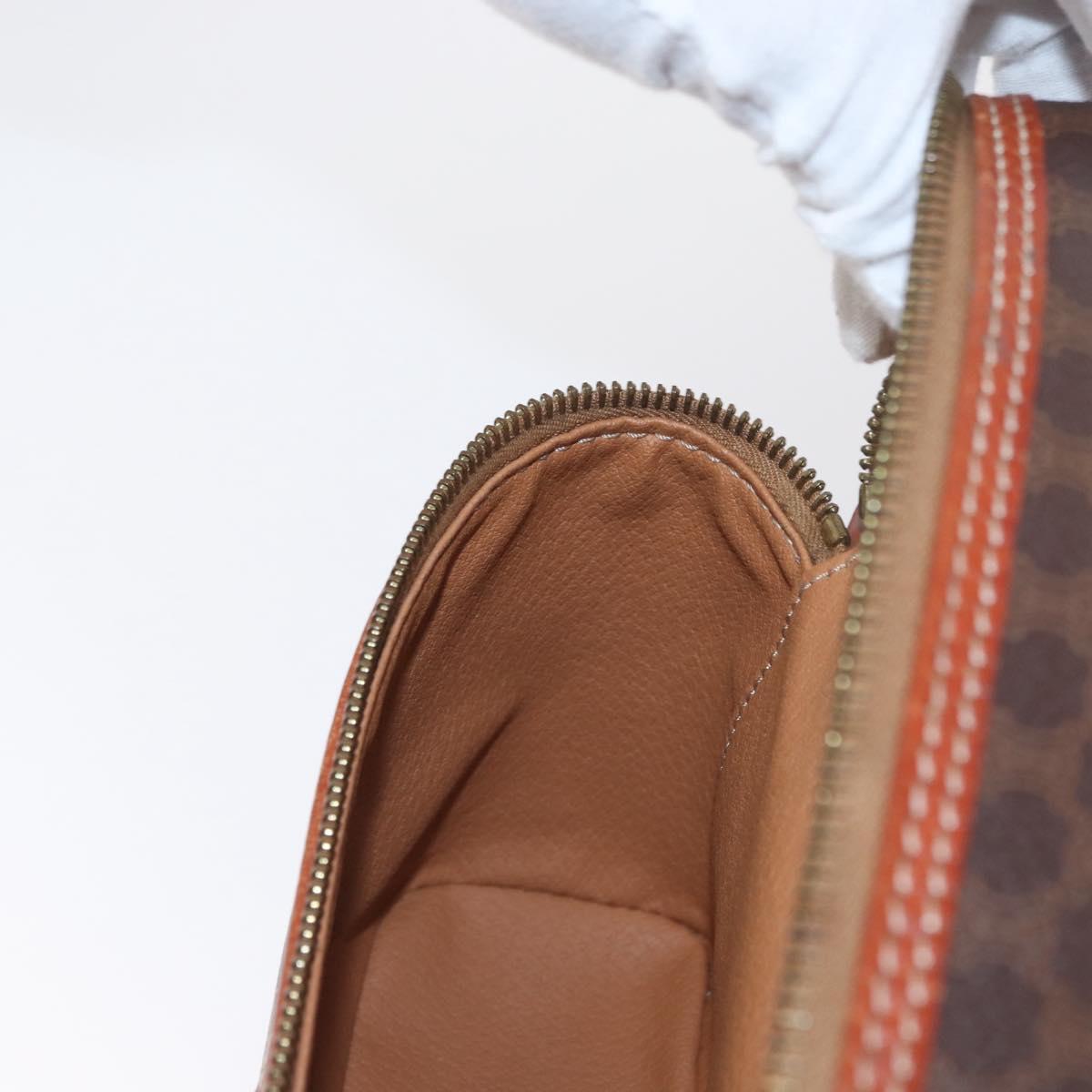 CELINE Macadam Canvas Hand Bag PVC Leather Brown Gold Auth ka2043