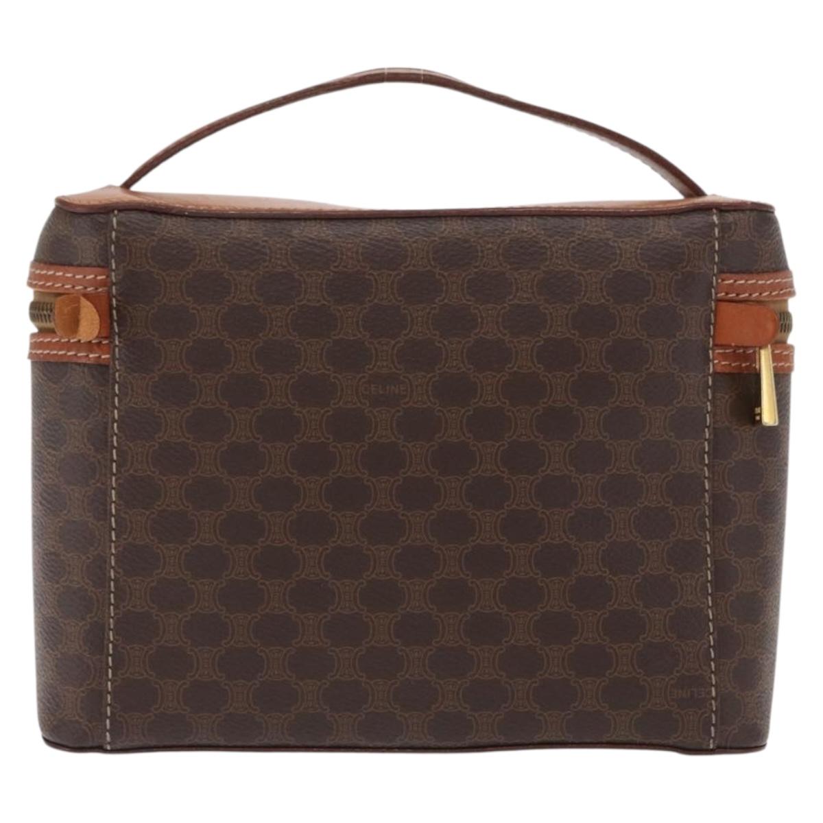 CELINE Macadam Canvas Hand Bag PVC Leather Brown Gold Auth ka2043