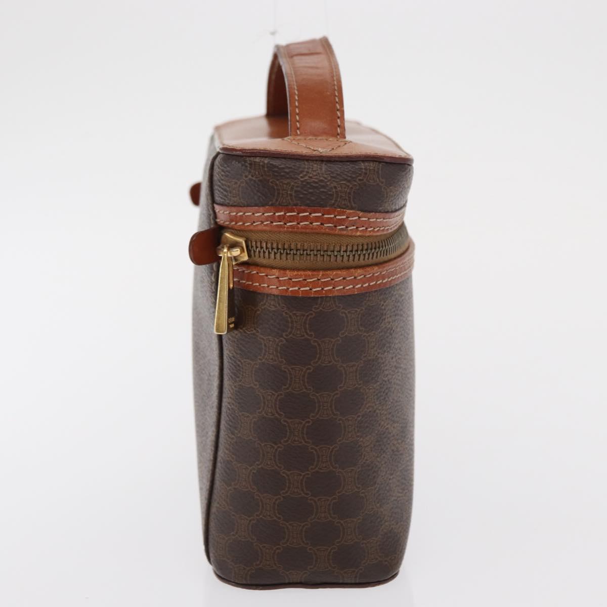 CELINE Macadam Canvas Hand Bag PVC Leather Brown Gold Auth ka2043