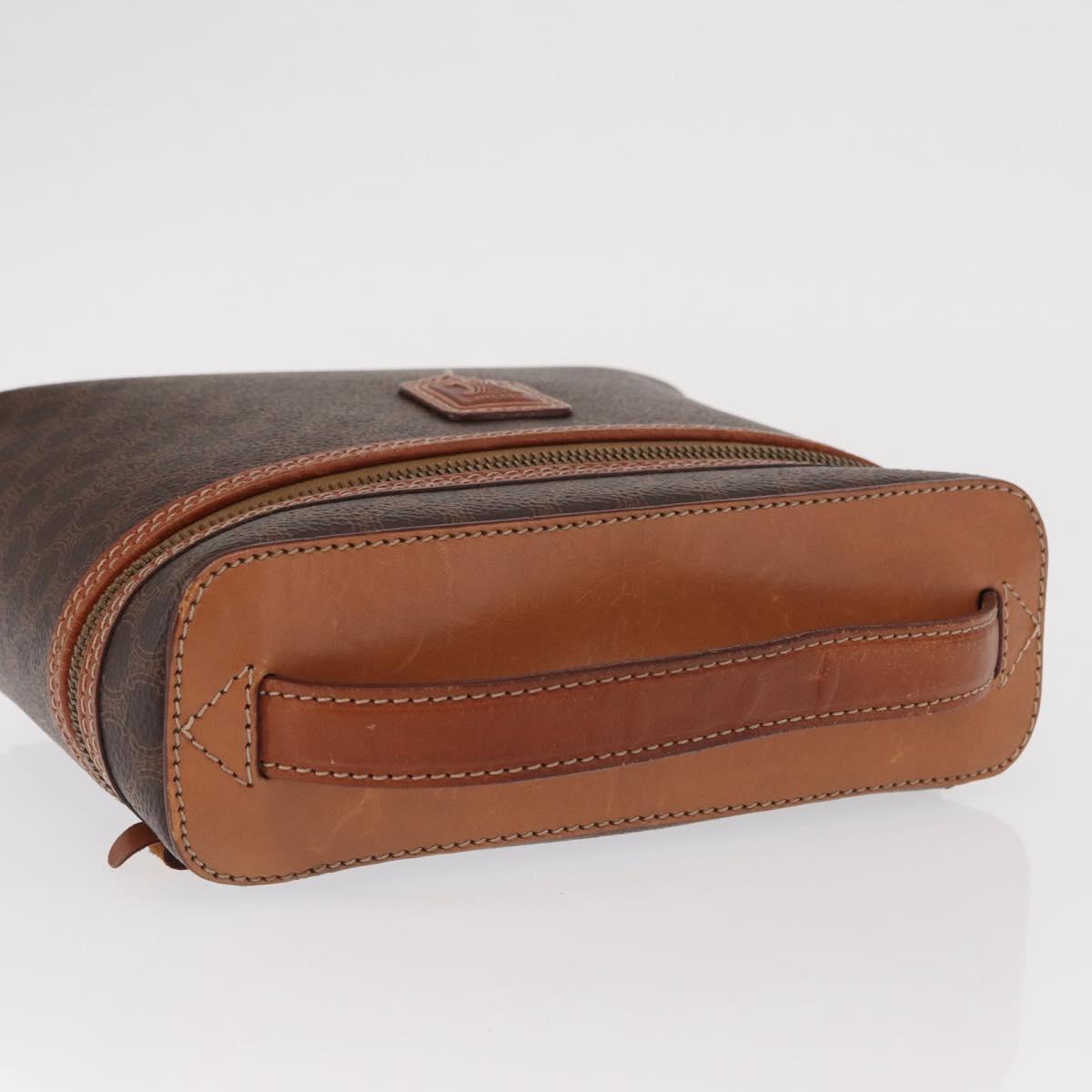 CELINE Macadam Canvas Hand Bag PVC Leather Brown Gold Auth ka2043