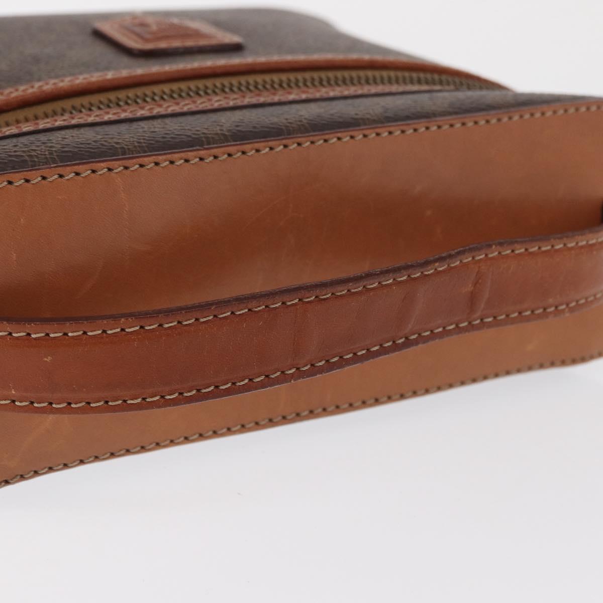 CELINE Macadam Canvas Hand Bag PVC Leather Brown Gold Auth ka2043