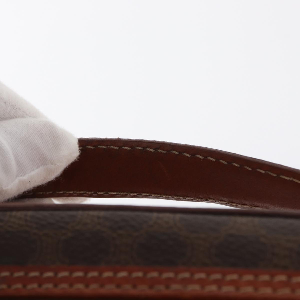 CELINE Macadam Canvas Hand Bag PVC Leather Brown Gold Auth ka2043