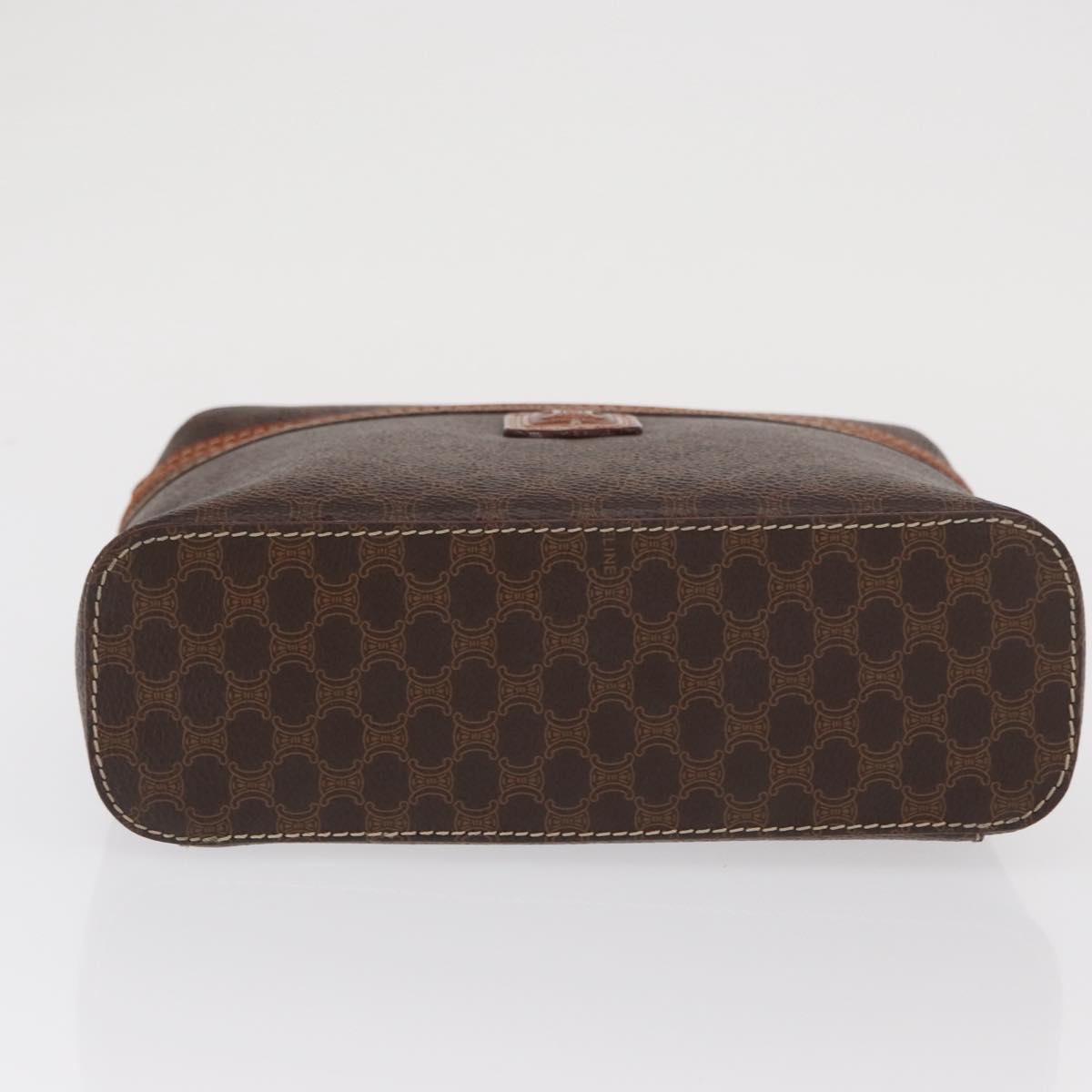 CELINE Macadam Canvas Hand Bag PVC Leather Brown Gold Auth ka2043