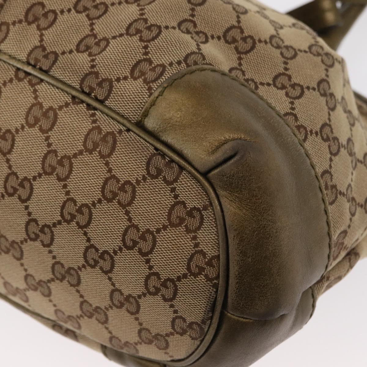 GUCCI GG Canvas Hand Bag 2way Beige Gold 247902 Auth ka205
