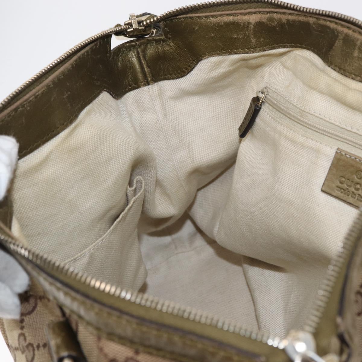 GUCCI GG Canvas Hand Bag 2way Beige Gold 247902 Auth ka205