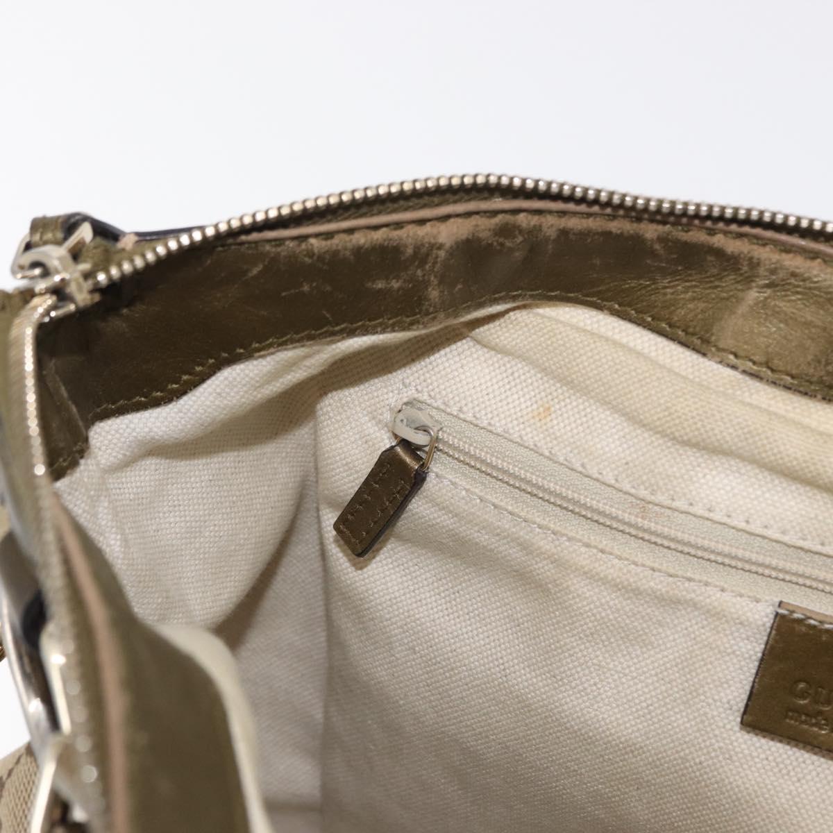 GUCCI GG Canvas Hand Bag 2way Beige Gold 247902 Auth ka205