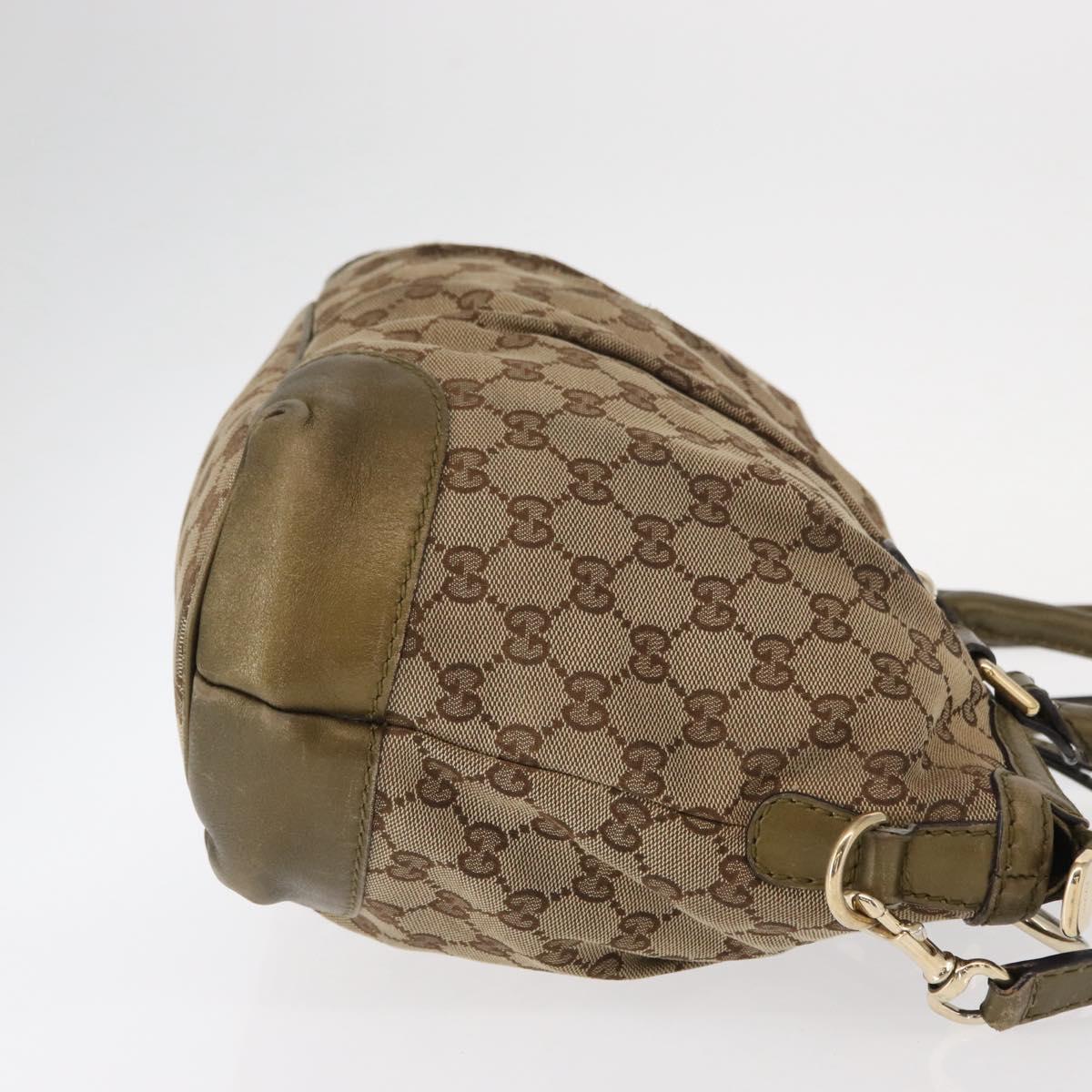 GUCCI GG Canvas Hand Bag 2way Beige Gold 247902 Auth ka205